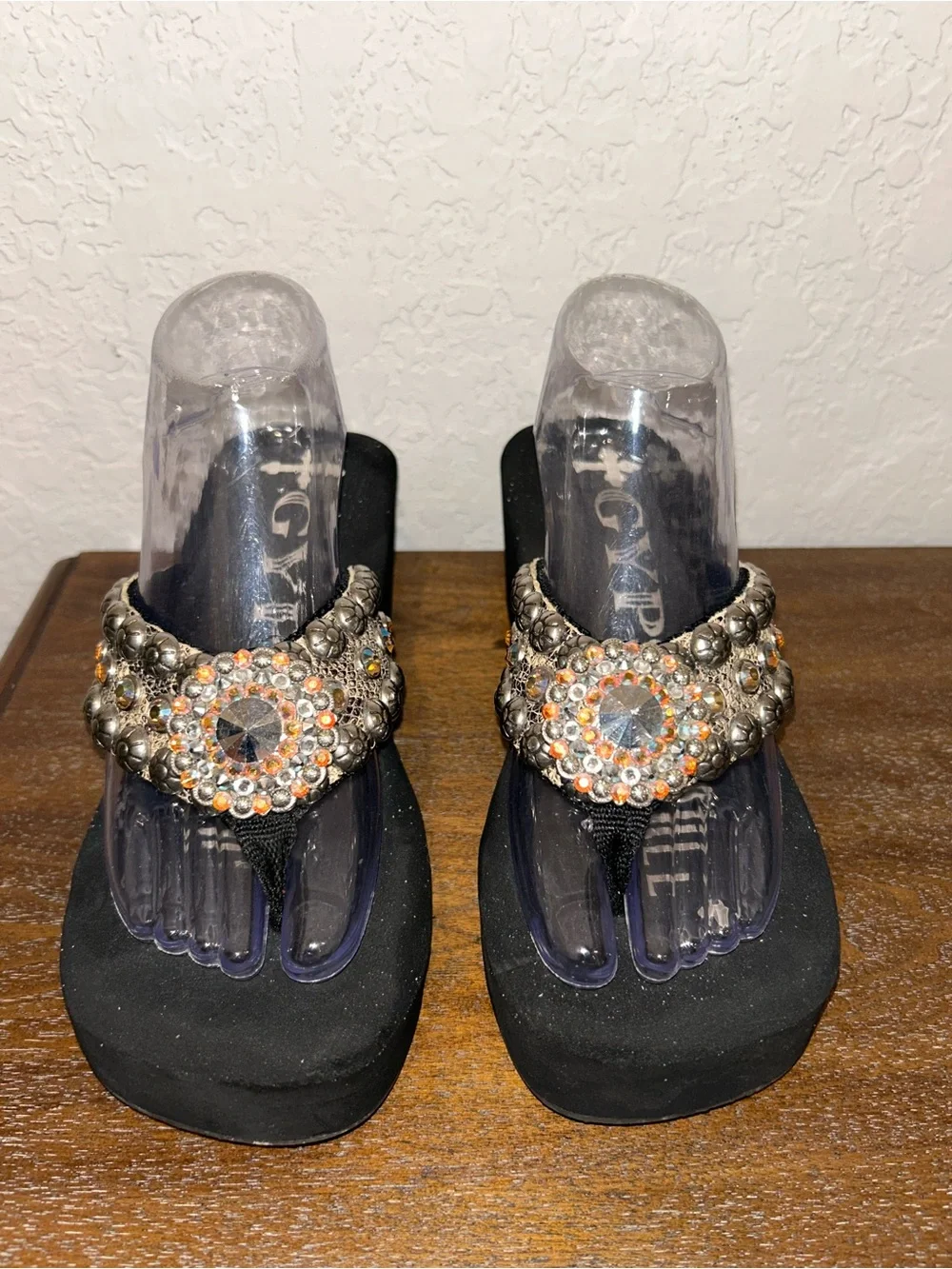 Gypsy Soule Embellished Wedge Platform Western Glam Sandal Shoes